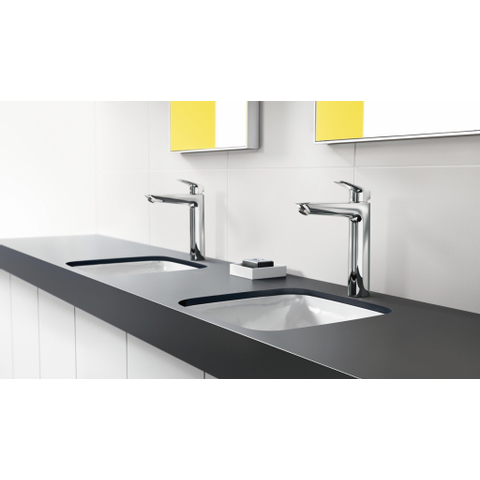 Hansgrohe Logis 1 greeps wastafelkraan - 190 met trekwaste - hoogglans chroom 0605644