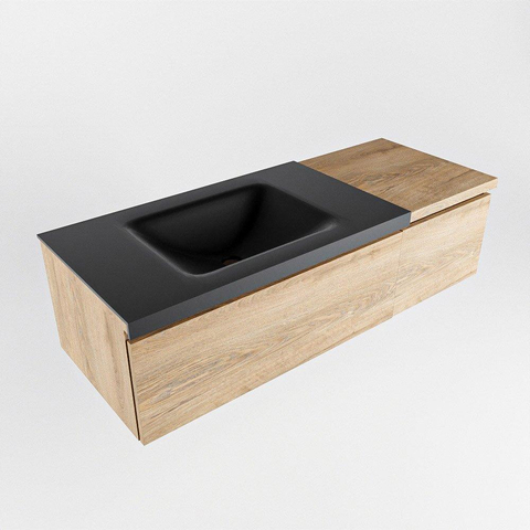 MONDIAZ BUKLA Meuble de salle de bains 120 cm avec module 40 couleur Chêne blanchi avec 2 tiroirs. Lavabo CLOUD gauche 0 trous de robinet couleur Urban. SW1382073
