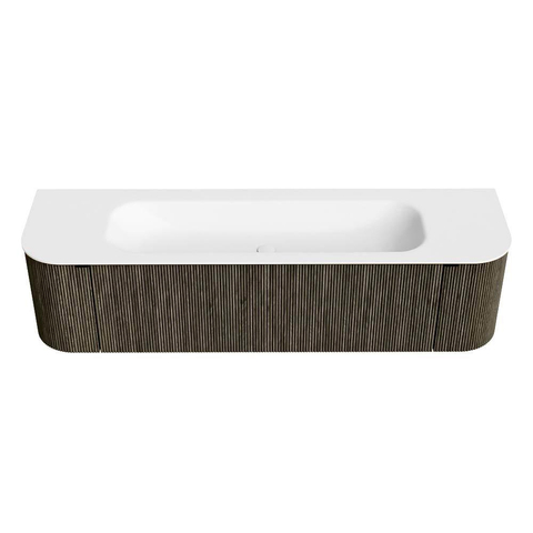 Mondiaz KURVE Ensemble de meubles de salle de bains - 170x46x40cm - 1 tiroir - 2 portes - vasque solid surface - milieu - sans trou de robinetterie - Shadow SW1414143