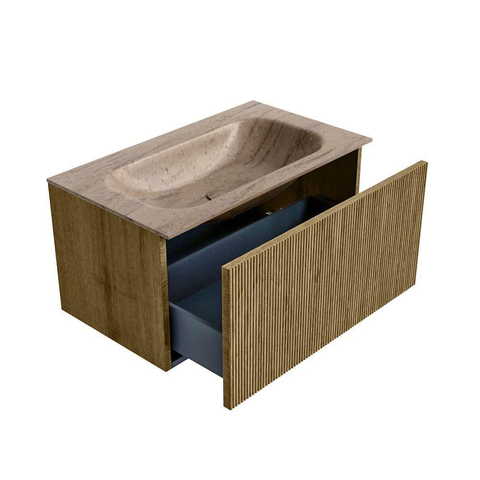 MONDIAZ KURVE-DLUX 80cm badmeubel kleur Dusk met 1 lade en 0 deuren. Wastafel BIG SMALL Midden zonder kraangat Saba. SW1433333