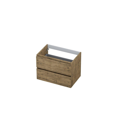 INK Meuble sous lavabo - 70x45x52cm - 2 tiroirs - sans poignée - cadre en bois - MFC Chêne naturel SW207399