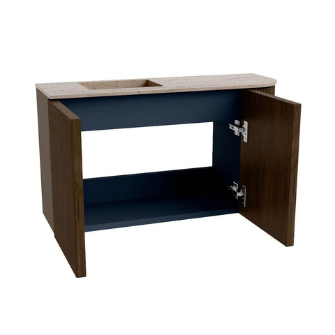 Mondiaz JOYA-DLUX 71.6cm meuble de salle de bains - arrondi droit couleur Walnut - Vasque FAYE position Gauche 1 trou de robinet couleur Saba SW1424673