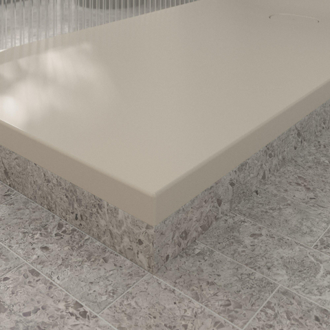 Villeroy & Boch Ecora douchebak - 160x80x4.5cm - afvoer korte zijde - almond (beige) SW1558989