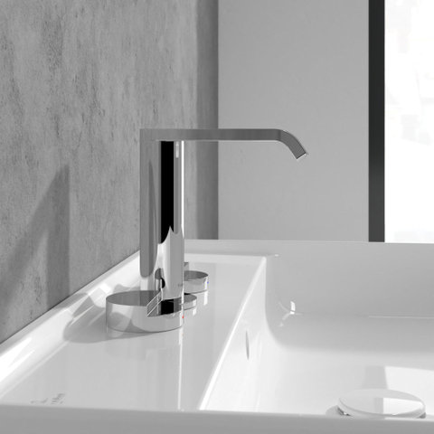 Villeroy & Boch Dawn wastafeluitloop set - zonder pop up afvoergarnituur - wandmontage afbouwdeel - hoogglans chroom SW974306