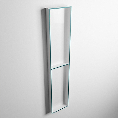 Mondiaz Easy nis 29.5x89.5x8cm voor Inbouw/opbouw 2 open vakken Solid surface Talc/Smag SW643818