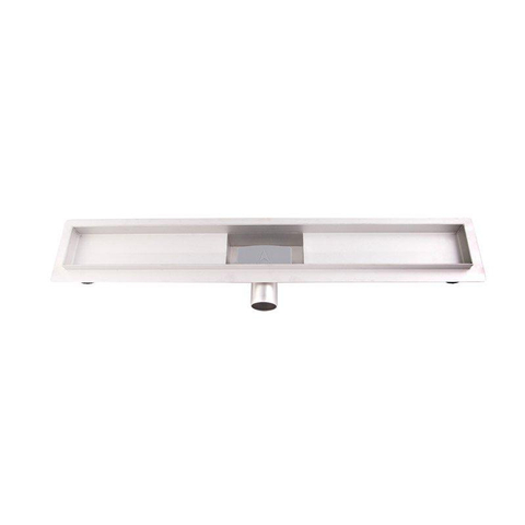 Brauer Douchegoot - 160x7x6.7cm - ondiepe vloerflens - zijuitloop - RVS - mat zwart SW279055
