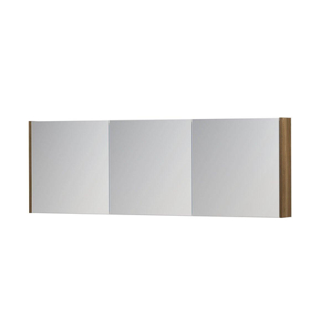 INK SPK1 Spiegelkast - 180x14x60cm - 3 deuren - dubbelzijdige Spiegel - schakelaar en stopcontact - eiken Massief eiken Aqua SW493967