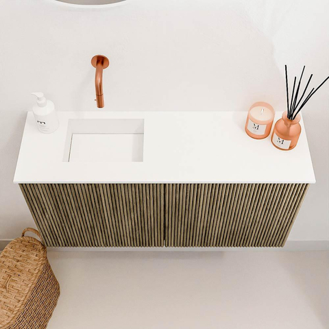 Mondiaz JOYA 80cm toiletmeubel - kleur Dusk - Wastafel FAYE positie Links Zonder kraangat kleur Talc. SW1421588