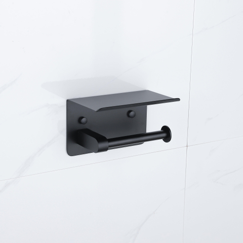 Fortifura Calvi Porte-rouleau papier WC - avec plateau - noir mat SW1183055