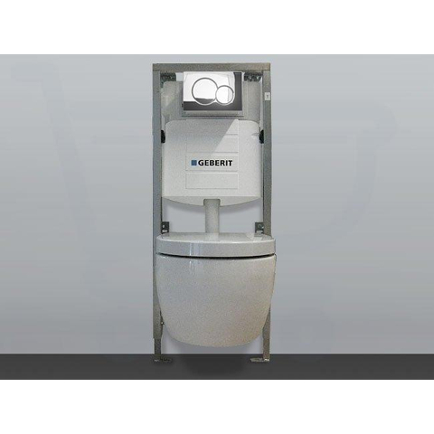 QeramiQ Salina Bâti support avec réservoir WC suspendu et abattant frein de chute et plaque de commande chrome SW3199