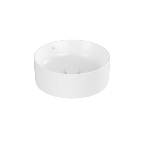 Villeroy & Boch Collaro opzetwastafell rond - diameter 40cm - zonder overloop - zonder kraangat CeramicPlus - Stone White (mat wit) SW336043