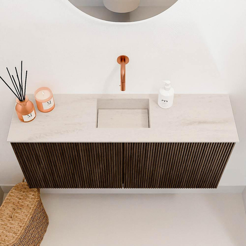 Mondiaz JOYA-DLUX 90cm toiletmeubel - kleur Walnut - Wastafel FAYE positie Midden Zonder kraangat kleur Meli. SW1424438