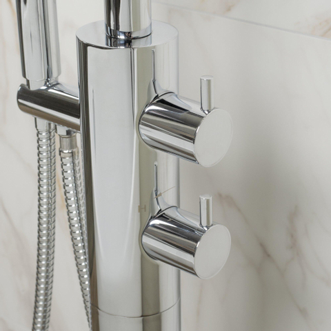 Crosswater Kai Lever staande badkraan - thermostatisch - 97.7cm - met handdouche - hoogglans chroom SW30920