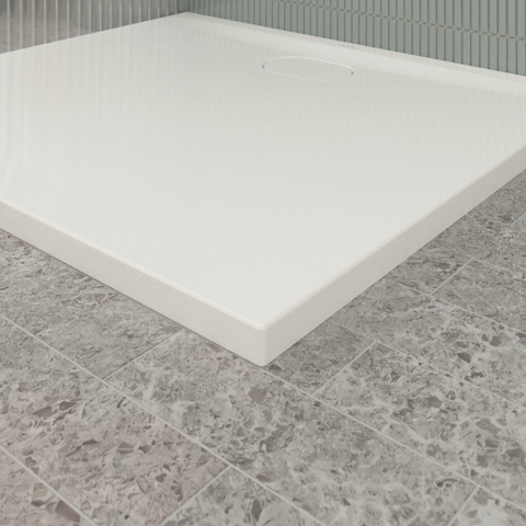 Villeroy & Boch Ecora douchebak - 100x90x3.5cm - afvoer lange zijde - white alpine (wit) SW1558944