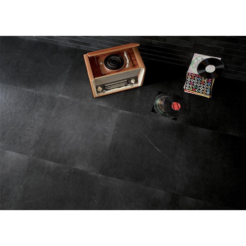 ÉCHANTILLON Terravito Ellino carreau mural et de sol - 80x80cm - 9mm - Carré - rectifié - Aspect pierre naturelle - Anthracite Mat SW735660