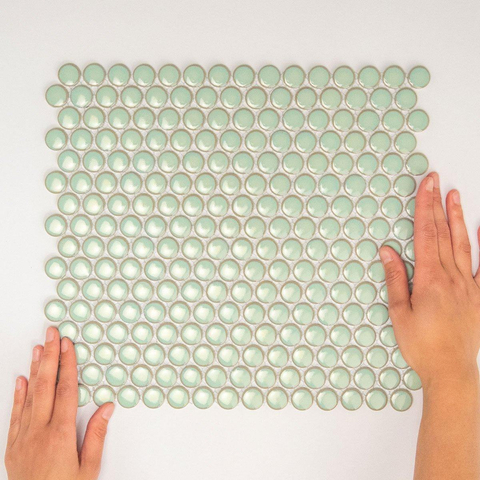 La Mosaic Factory Venice carreau mosaïque - 31,5x29,4cm - carrelage mural - Rond - Porcelaine Vert Clair Brillant SW62316
