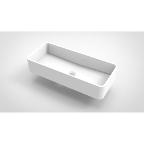 Arcqua Case waskom - 60x26cm - Rechthoek - Cast marble Wit Glans SW767302
