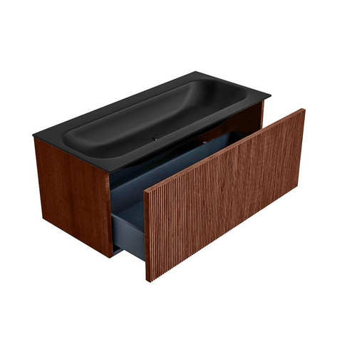 Mondiaz KURVE Badkamermeubelset - 100x46x40cm - 1 lade - wastafel solid surface - midden - 1 kraangat - Ruby SW1415344