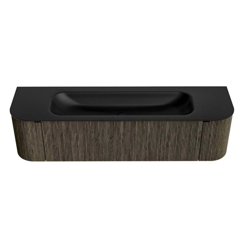 Mondiaz KURVE Ensemble de meubles de salle de bains - 170x46x40cm - 1 tiroir - 2 portes - vasque solid surface - centrale - sans trou de robinet - Shadow SW1414281