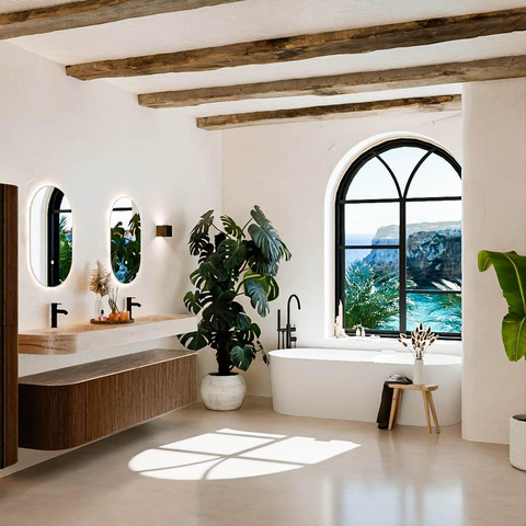 MONDIAZ THOR-DLUX 190cm meuble de salle de bains arrondi gauche + droite couleur Walnut avec 2 tiroirs et 2 portes. Vasque suspendue CLOUD Double 2 trous de robinet couleur Saba. SW1466656