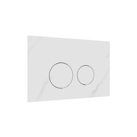 Pack WC QeramiQ Dely Swirl Compact - réservoir encastrable Geberit UP320 - avec bâti-support Burda - abattant 25 mm - plaque de commande en pierre naturelle marbre blanc - boutons ronds - blanc mat SW1595678