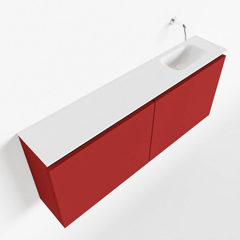 MONDIAZ TURE Toiletmeubel 120x23x50cm met 0 kraangaten 2 deuren fire mat Wastafel Eden rechts Solid Surface Wit SW475057