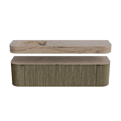 MONDIAZ THOR-DLUX Meuble de salle de bains - 170cm - arrondi gauche + droite - couleur Shadow - 1 tiroir - 2 portes - Vasque suspendue CLOUD Gauche sans trou de robinet - couleur Arena SW1465832