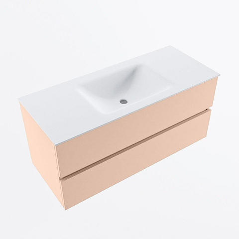 MONDIAZ VICA Ensemble meuble de salle de bains - 110cm - sous-meuble rosee - 2 tiroirs - lavabo cloud central - sans trous de robinet - version haute 60cm - talc SW1083295