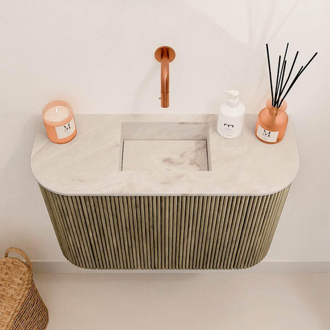 Mondiaz JOYA-DLUX 63.2cm toiletmeubel - ronding links en rechts kleur Dusk - Wastafel FAYE positie Midden Zonder kraangat kleur Frappe. SW1423098