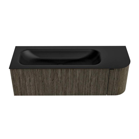Mondiaz KURVE Ensemble meuble de salle de bains - 135x46x40cm - 1 tiroir - 1 porte - lavabo solid surface - gauche - 1 trou de robinet - Shadow SW1414265