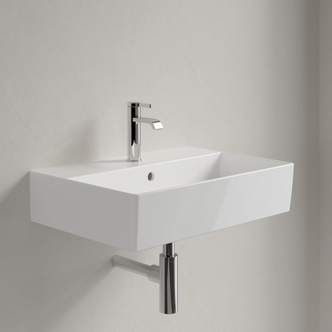 Villeroy & Boch memento 2.0 wastafel - 600x420mm - 1 kraangat - met overloop - White Alpine (glans wit) SW354338