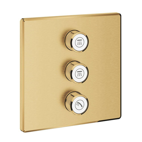Grohe Grohtherm SmartControl Afbouwdeel - voor inbouwkraan - volumeregeling (stopkraan) - 3 functies - vierkant - brushed cool sunrise (goud) SW484586
