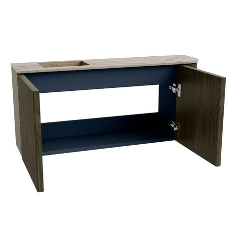 Mondiaz JOYA-DLUX Meuble de salle de bains 91,6cm - arrondi droit couleur Shadow - Vasque FAYE position Gauche Sans trou de robinet couleur Arena SW1424828