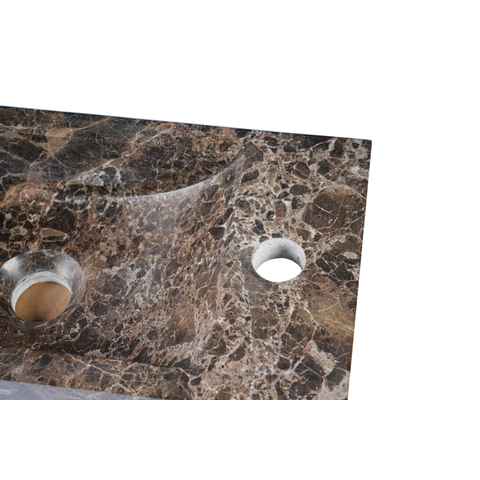 FugaFlow Efficiente Pietra Ensemble lave-mains - 40x22x10cm - trou de robinet à droite - robinet de lave-mains cuivre brossé PVD - bouchon de vidange - siphon abaissé - Dark Emporador SW1448158