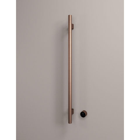 Hotbath &MORE Handdoekradiator - 19x115cm - rond - 1 stangen - verticaal - met schakelaar - PVD - geborsteld koper SW1245702