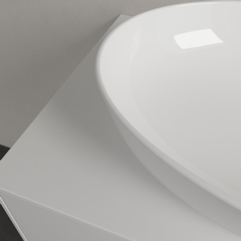 Villeroy & Boch Artis opzetwastafel ovaal - 61x41x12.5cm CeramicPlus - zonder kraangat - zonder overloop - Stone White (mat wit) SW209529
