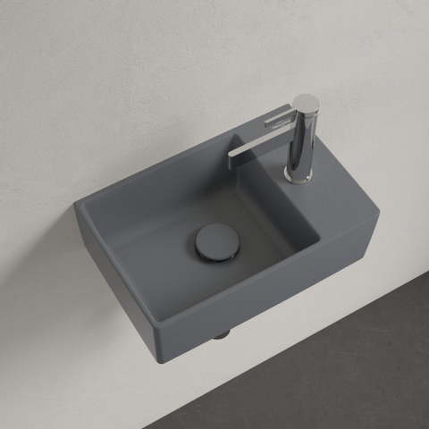 Villeroy & Boch memento 2.0 fontein - 40x26cm - 1 kraangat - zonder overloop CeramicPlus - Graphite (mat grijs) SW354340