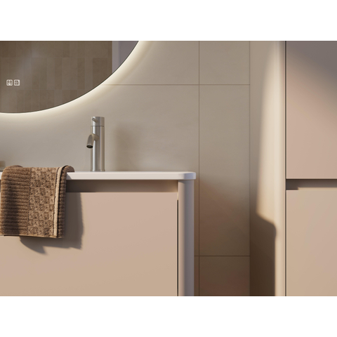 Thebalux Sunny Badmeubelset - 102x46x57cm - wastafel - keramiek - 1 kraangat - glans wit - onderkast - 2 lades - greeploos - houtfineer - Sahara Sand (beige) SW1462524
