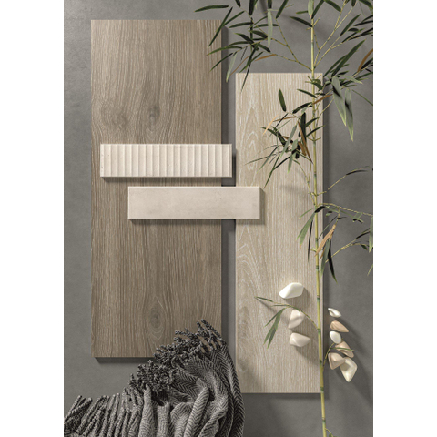 SAMPLE Terravito Sileno Voor wandtegel - 30x7.5cm - 8mm - ribbel - Ivoor SW1221537