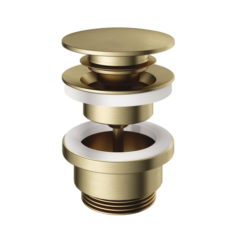 Hotbath Mate Clickplug - met schroef rond - geborsteld messing goud SW102825