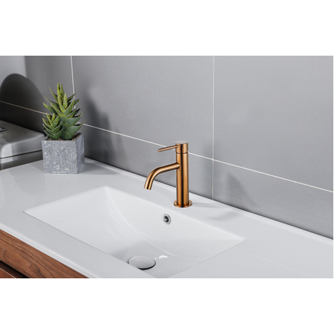 Fortifura Calvi Slim Wastafelkraan - 17.4cm - opbouw - PVD - geborsteld koper SW970029