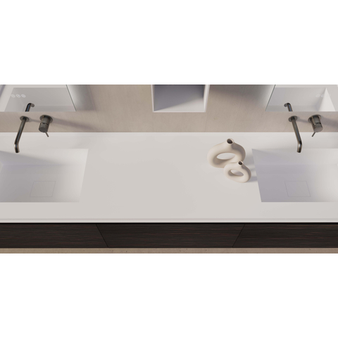 Thebalux Tresor Ensemble meuble de salle de bains - 220x55x41.5cm - 3 tiroirs - sans poignées - lavabo Corian - double - sans trou de robinet - Italian Alpi SW1239600
