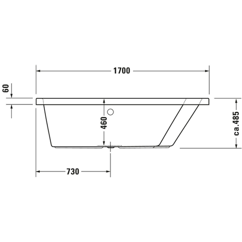 Duravit Paiova Kunststof bad acryl afgeschuind rechts - 170x130x46cm - zonder poten - glans wit 0297536