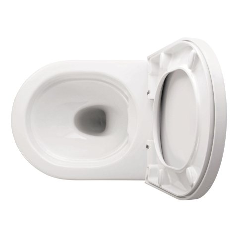 QeramiQ Urby WC suspendu – compact – sans bride – 35 x 48,3 cm – avec abattant softclose – blanc brillant SW1212493