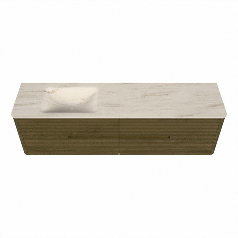 Mondiaz CIRO-DLUX Ensemble de meubles de salle de bains - 180x45x50cm - Plan-vasque Solid surface Meli - 1 vasque à gauche - 1 trou de robinet - 4 tiroirs - Dusk SW1533202