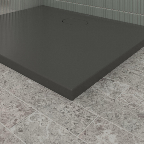 Villeroy & Boch Ecora douchebak - 100x80x3.5cm - afvoer lange zijde - anthracite (antraciet) SW1558912