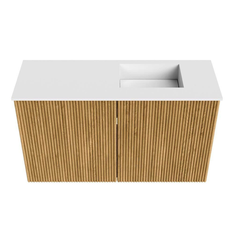 Mondiaz JOYA 70cm toiletmeubel - kleur Oak - Wastafel FAYE positie Rechts Zonder kraangat kleur Talc. SW1421114