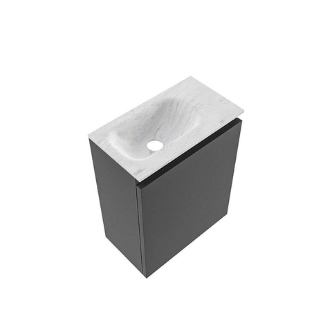 MONDIAZ TURE-DLUX Meuble WC 40 cm Dark Grey. EDEN lavabo Opalo position à gauche. Avec 1 trou de robinet. SW1104287