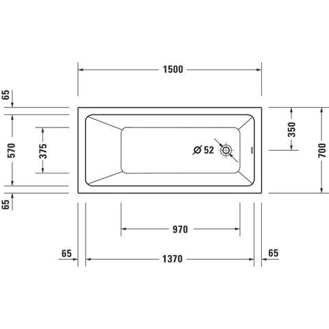Duravit No.1 Inbouwbad - 150x70cm acryl - glans wit SW723708