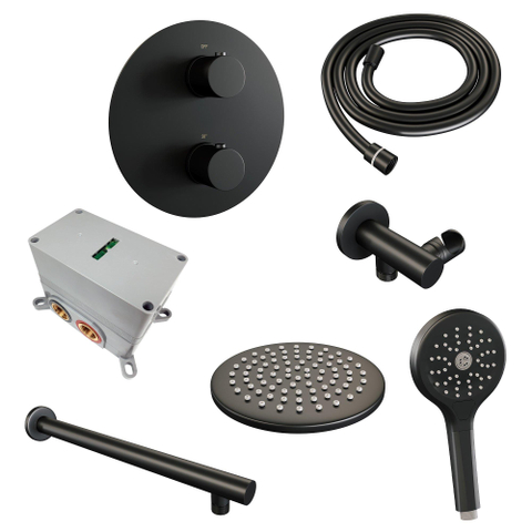 BRAUER Black Edition inbouw regendoucheset – Ø20 cm hoofddouche – 39.4 cm rechte wandarm – ronde handdouche SW1159208